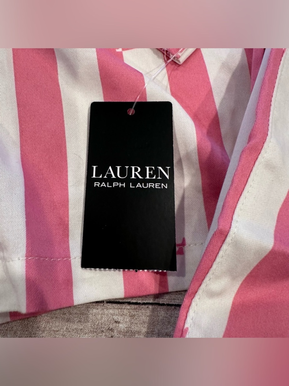 NWT Ralph Lauren Pink & White Striped 2 Piece Cotton Blend Pajama Set Size Med - Picture 2 of 12